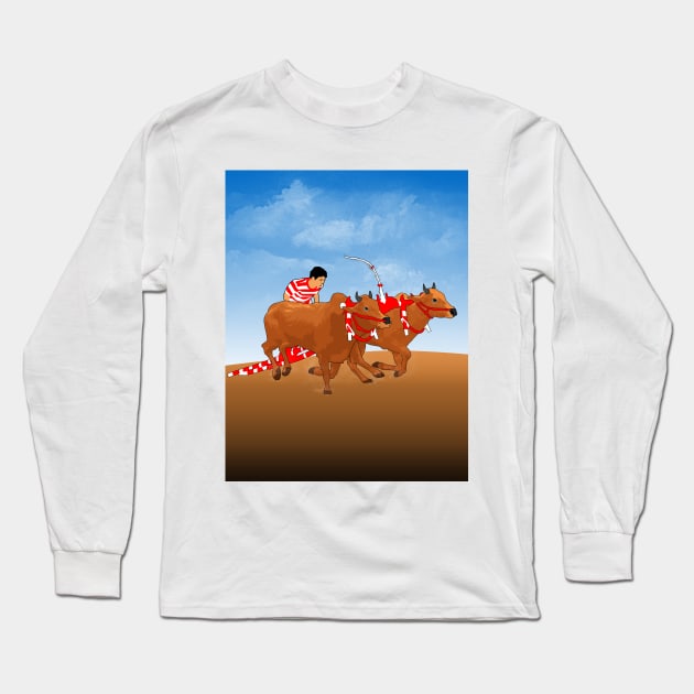 KARAPAN SAPI Long Sleeve T-Shirt by canzyartstudio